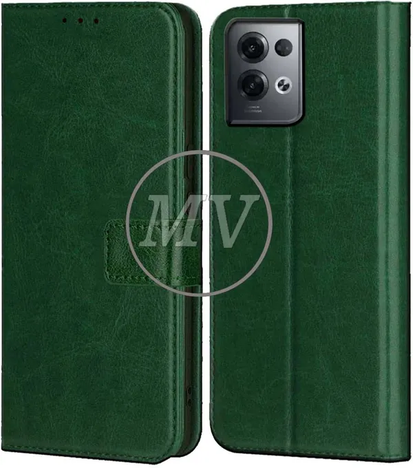 Green_Artificial_Leather_Reno_8_Pro_Back_Cover