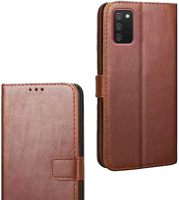 Brown_Artificial_Leather_Samsung_Galaxy_A02S_Flip_Cover