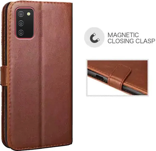Brown_Artificial_Leather_Samsung_Galaxy_A02S_Flip_Cover