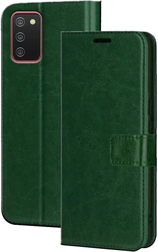 Green_Artificial_Leather_Samsung_Galaxy_A02S_Flip_Cover