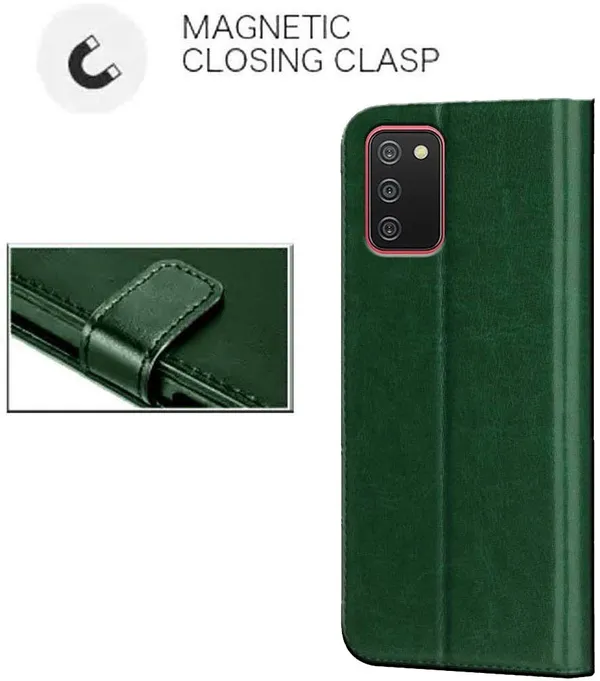 Green_Artificial_Leather_Samsung_Galaxy_A02S_Flip_Cover