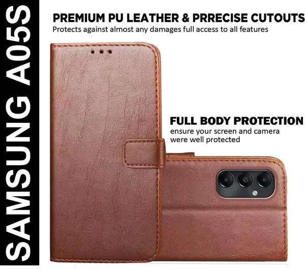 Brown_Artificial_Leather_Samsung_A05S_Back_Cover