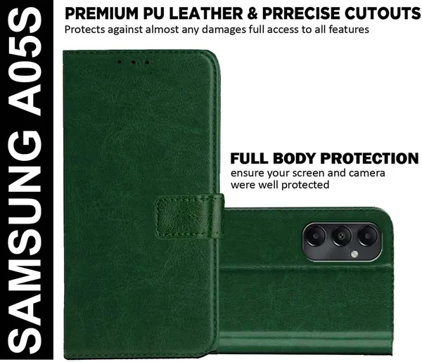 Green_Artificial_Leather_Samsung_A05S_Back_Cover