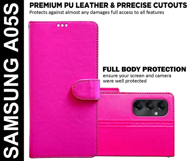 Pink_Artificial_Leather_Samsung_A05S_Back_Cover