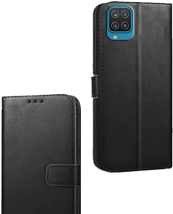 Black_Artificial_Leather_Samsung_Galaxy_A12_Flip_Cover