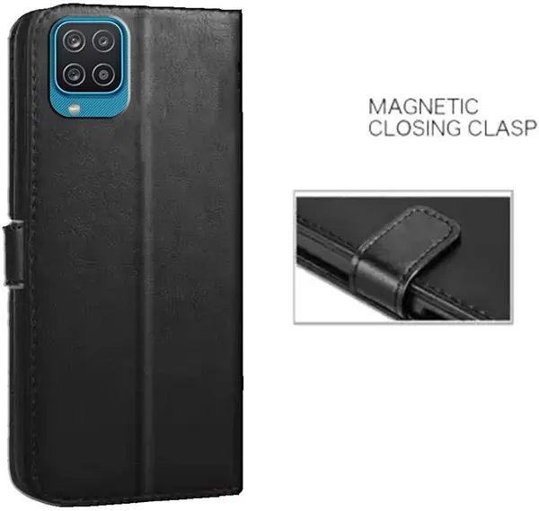 Black_Artificial_Leather_Samsung_Galaxy_A12_Flip_Cover