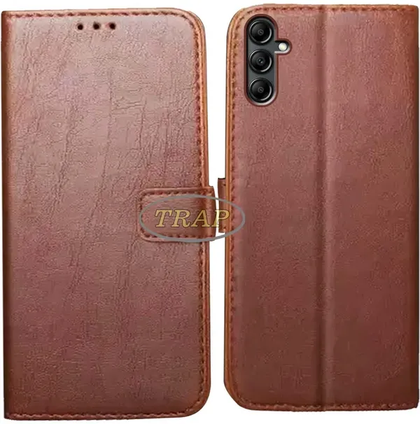 Brown_Artificial_Leather_Samsung_A14_5G_Back_Cover