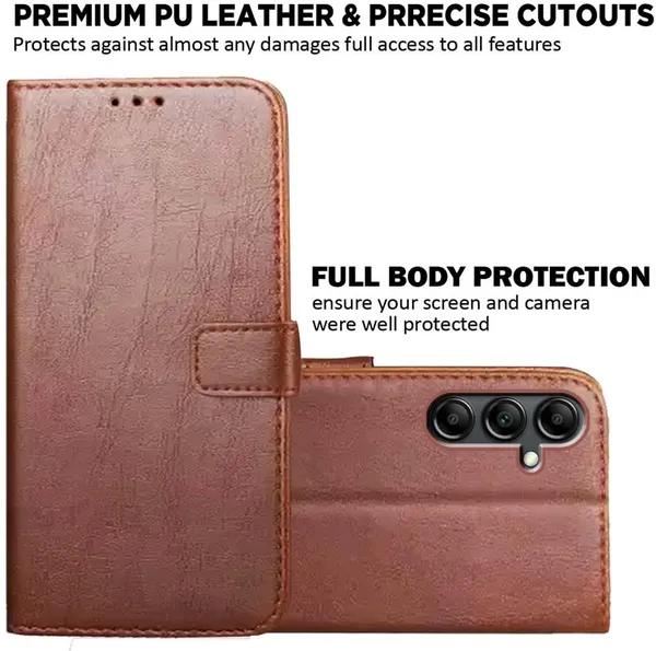 Brown_Artificial_Leather_Samsung_A14_5G_Back_Cover