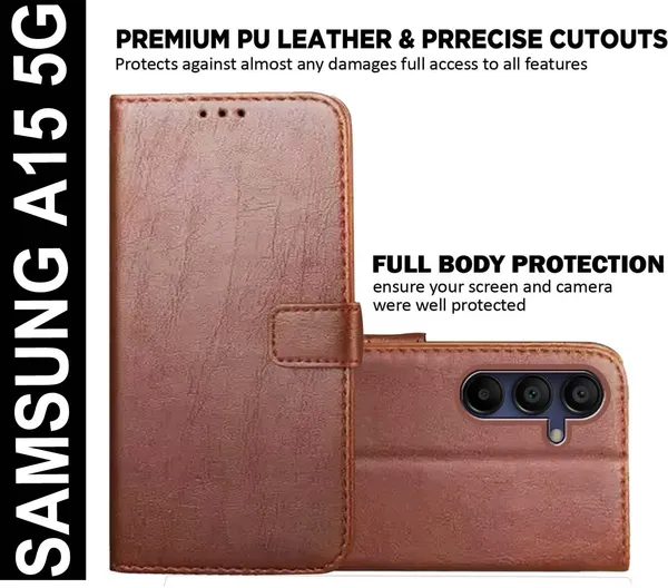 Brown_Artificial_Leather_Samsung_A15_5G_Back_Cover
