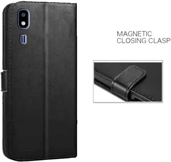 Black_Artificial_Leather_Samsung_Galaxy_A2_Core_Flip_Cover