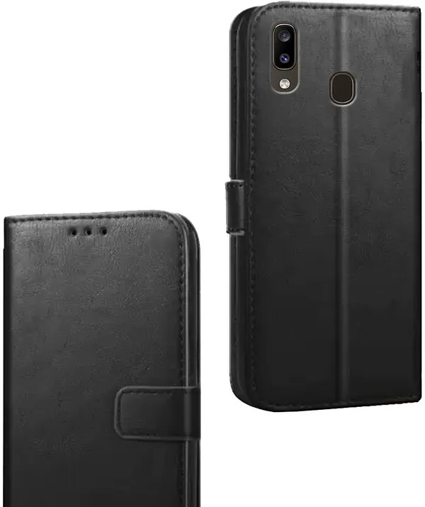 Black_Artificial_Leather_Samsung_Galaxy_A20_Flip_Cover