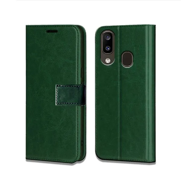 Green_Leather_Samsung_Galaxy_A20_Flip_Cover