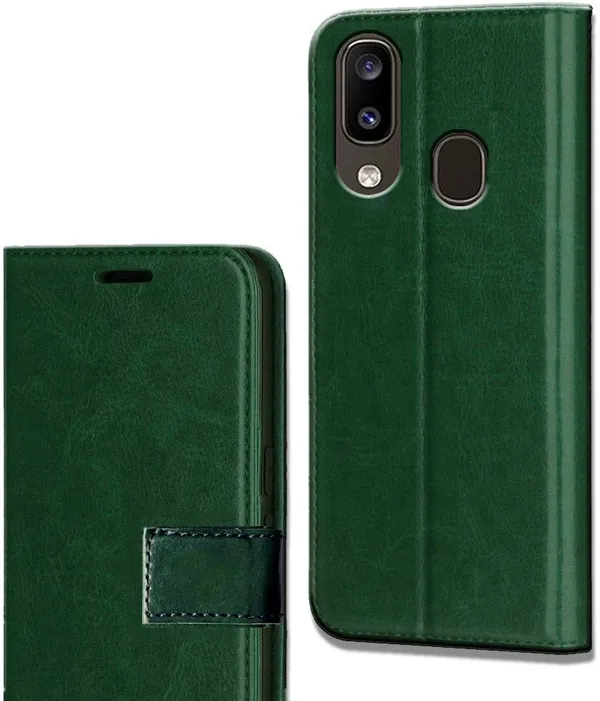 Green_Leather_Samsung_Galaxy_A20_Flip_Cover