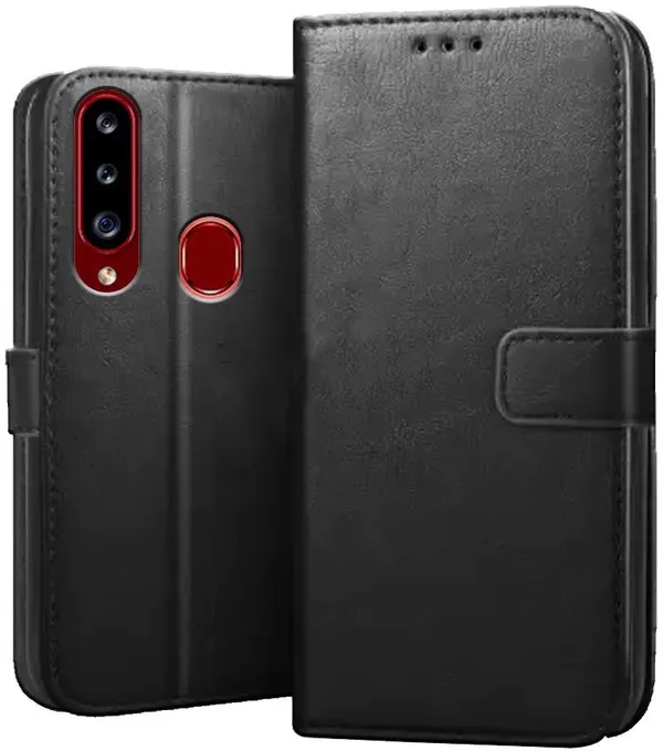 Black_Leather_Samsung_Galaxy_A20S_Flip_Cover