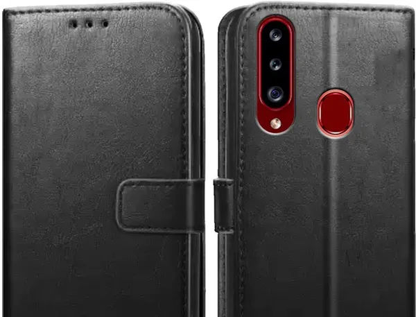 Black_Leather_Samsung_Galaxy_A20S_Flip_Cover