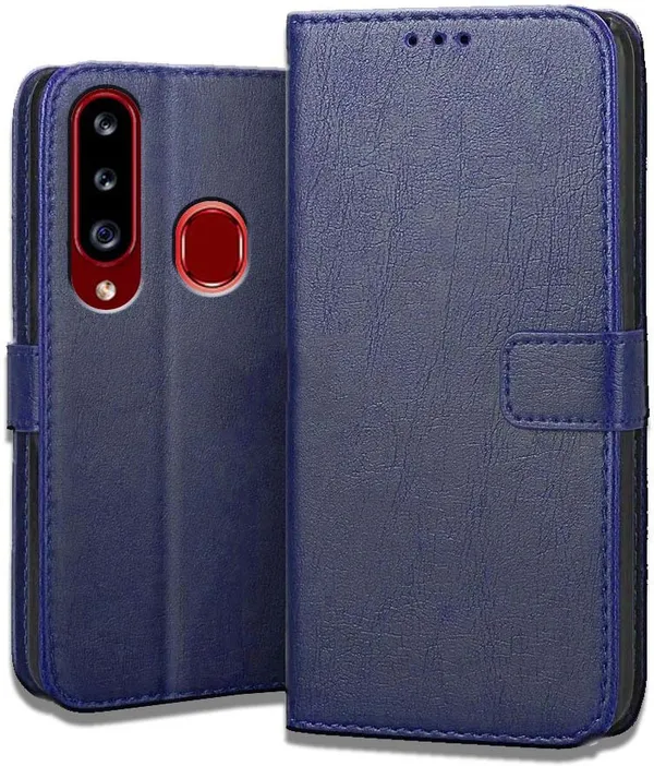 Blue_Leather_Samsung_Galaxy_A20S_Flip_Cover