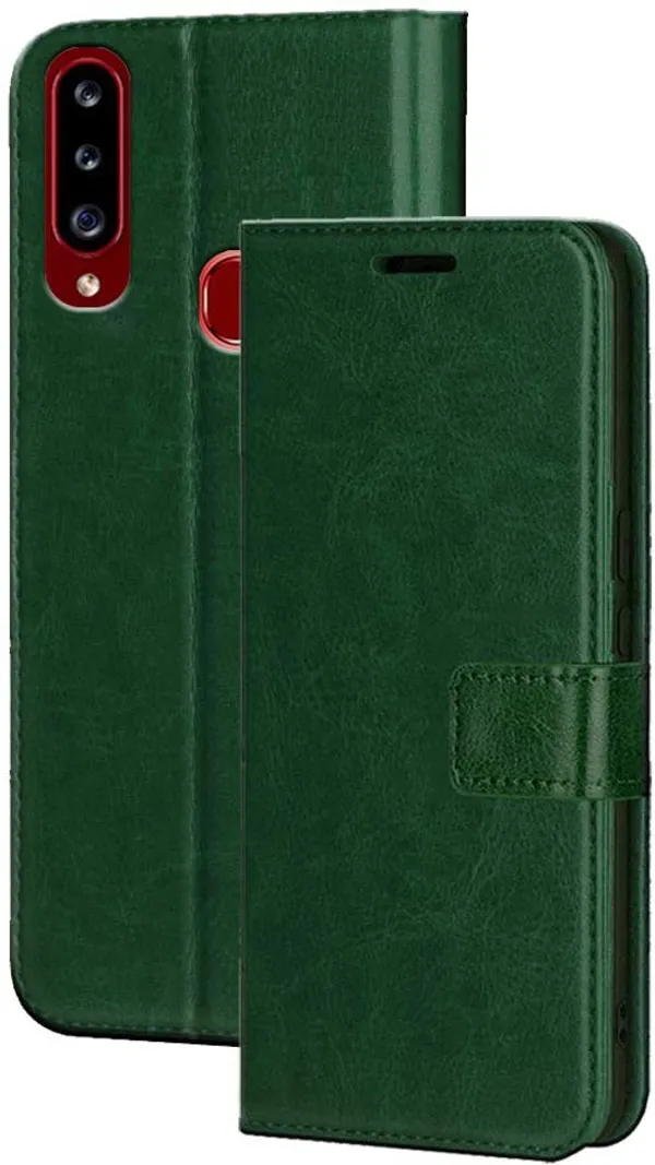 Green_Artificial_Leather_Samsung_Galaxy_A20S_Flip_Cover