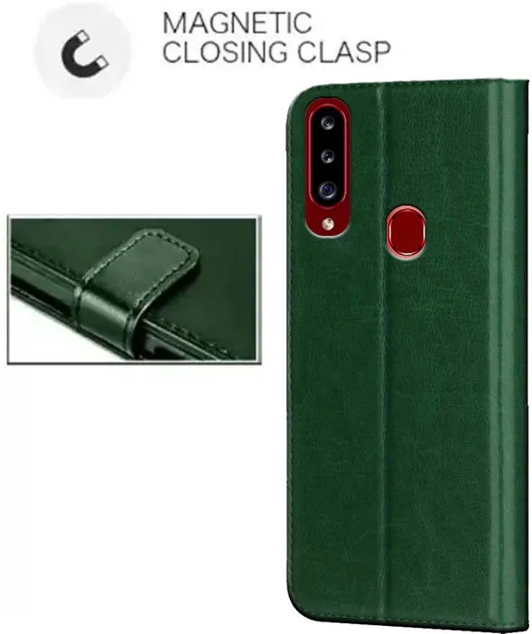 Green_Artificial_Leather_Samsung_Galaxy_A20S_Flip_Cover