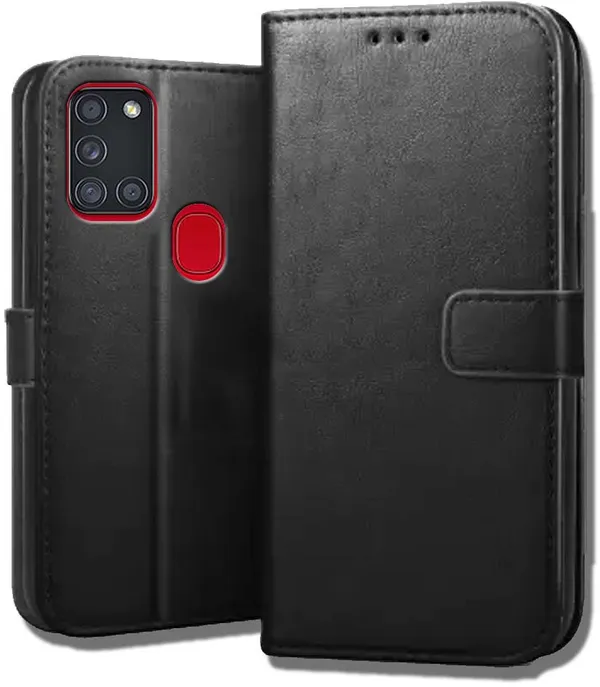 Black_Leather_Samsung_Galaxy_A21s_Flip_Cover