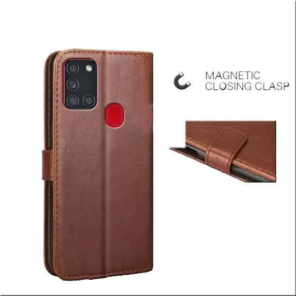 Brown_Leather_Samsung_Galaxy_A21s_Flip_Cover