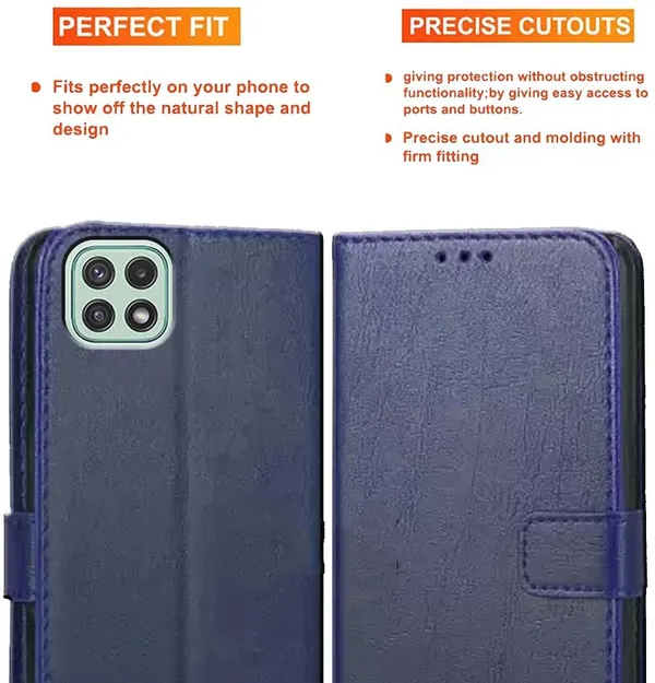 Blue_Artificial_Leather_Samsung_Galaxy_A22_5G_Back_Cover