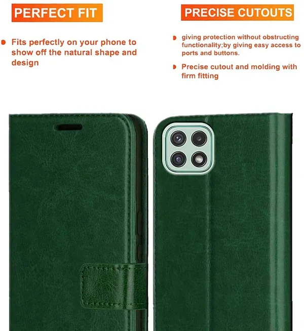 Green_Artificial_Leather_Samsung_Galaxy_A22_5G_Back_Cover