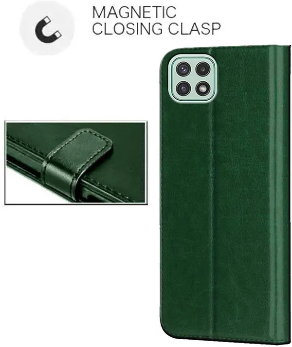 Green_Artificial_Leather_Samsung_Galaxy_A22_5G_Back_Cover