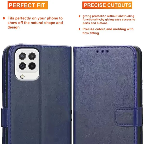Blue_Artificial_Leather_Samsung_Galaxy_A22_Flip_Cover