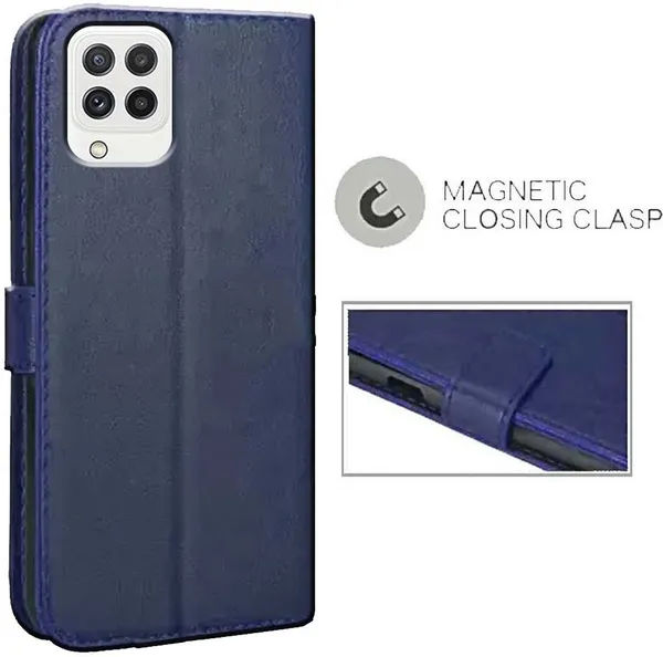 Blue_Artificial_Leather_Samsung_Galaxy_A22_Flip_Cover
