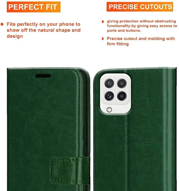 Green_Artificial_Leather_Samsung_Galaxy_A22_Flip_Cover