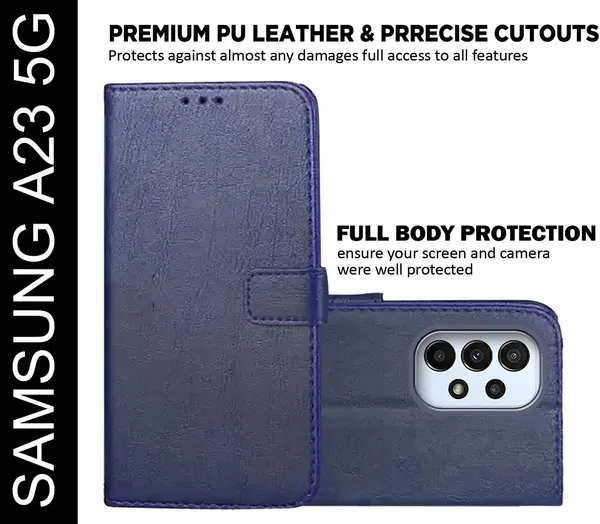 Blue_Artificial_Leather_Samsung_A23_5G_Back_Cover