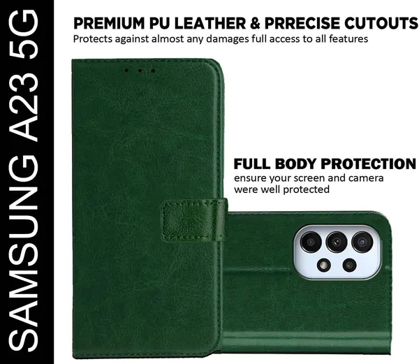 Green_Artificial_Leather_Samsung_A23_5G_Back_Cover