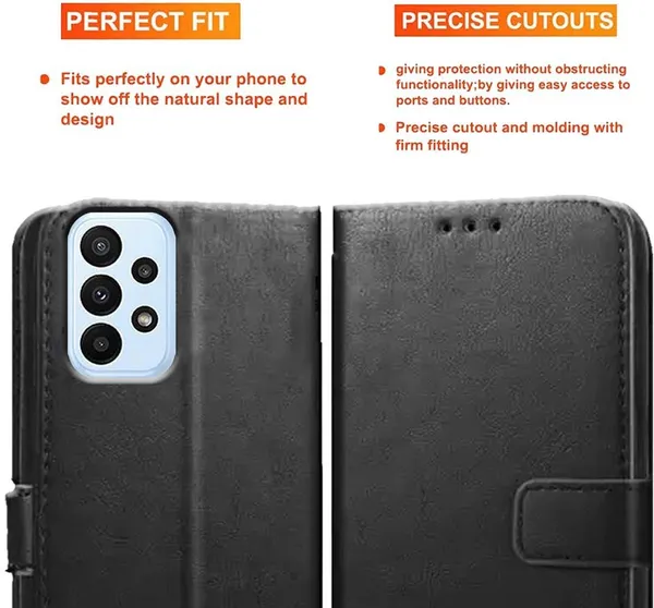 Black_Artificial_Leather_Samsung_A23_Back_Cover