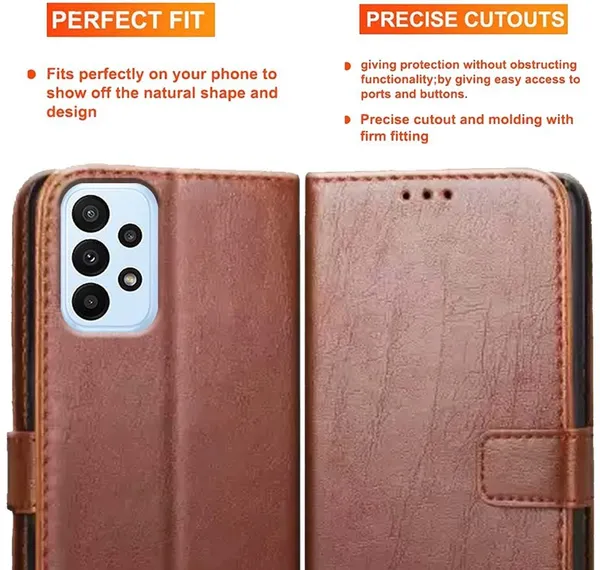Brown_Artificial_Leather_Samsung_A23_Back_Cover