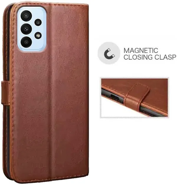 Brown_Artificial_Leather_Samsung_A23_Back_Cover