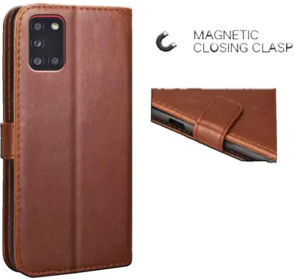 Brown_Leather_Samsung_Galaxy_A31_Flip_Cover