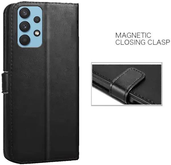 Black_Artificial_Leather_Samsung_Galaxy_A32_Flip_Cover