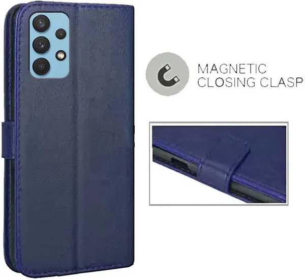 Blue_Artificial_Leather_Samsung_Galaxy_A32_Flip_Cover