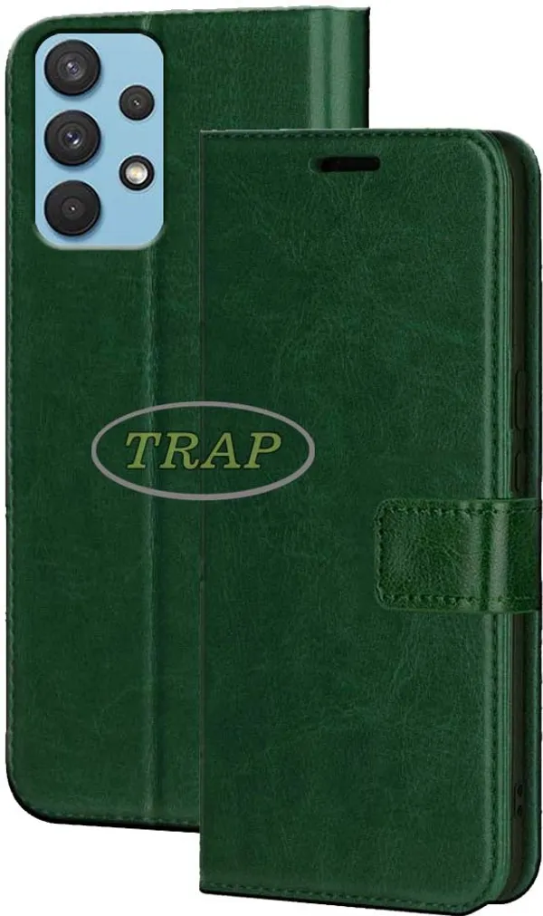 Green_Artificial_Leather_Samsung_Galaxy_A32_Flip_Cover