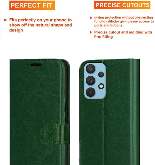 Green_Artificial_Leather_Samsung_Galaxy_A32_Flip_Cover