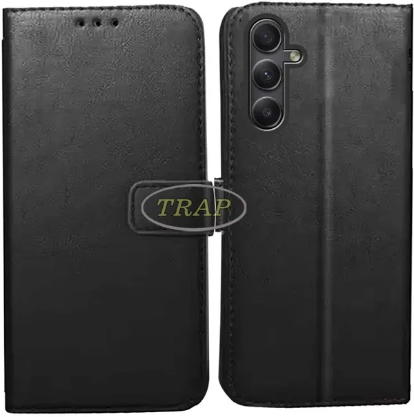 Black_Artificial_Leather_Samsung_A34_5G_Back_Cover