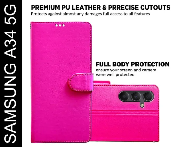 Pink_Artificial_Leather_Samsung_A34_5G_Back_Cover