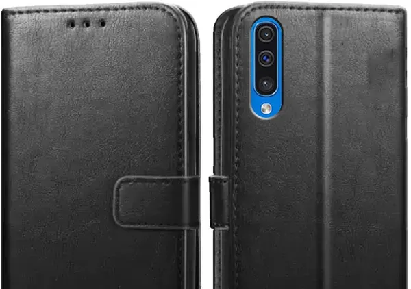 Black_Leather_Samsung_Galaxy_A50_Flip_Cover