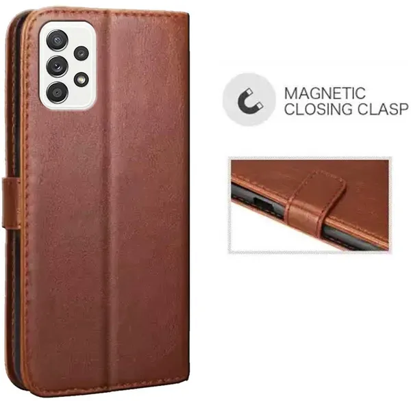 Brown_Artificial_Leather_Samsung_Galaxy_A52_Flip_Cover