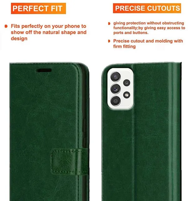 Green_Artificial_Leather_Samsung_Galaxy_A52_Flip_Cover