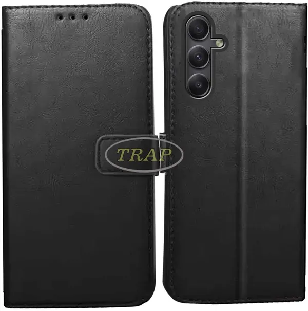 Black_Artificial_Leather_Samsung_A54_5G_Back_Cover