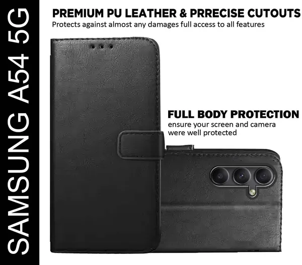 Black_Artificial_Leather_Samsung_A54_5G_Back_Cover