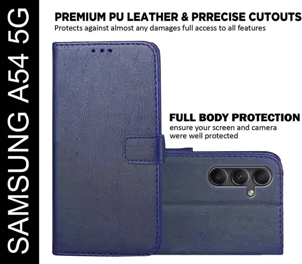 Blue_Artificial_Leather_Samsung_A54_5G_Back_Cover