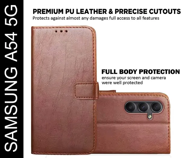 Brown_Artificial_Leather_Samsung_A54_5G_Back_Cover