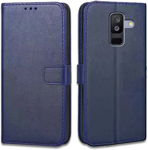 Blue_Artificial_Leather_Samsung_Galaxy_A6_Plus_Flip_Cover